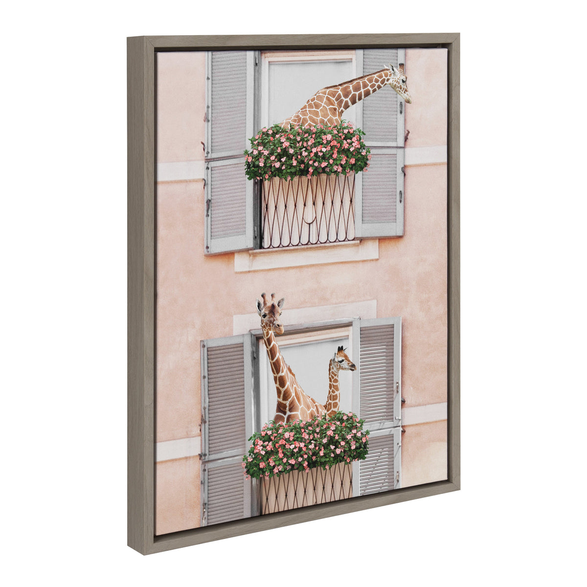Sylvie Giraffe Neighbors Framed Canvas by July Art Prints