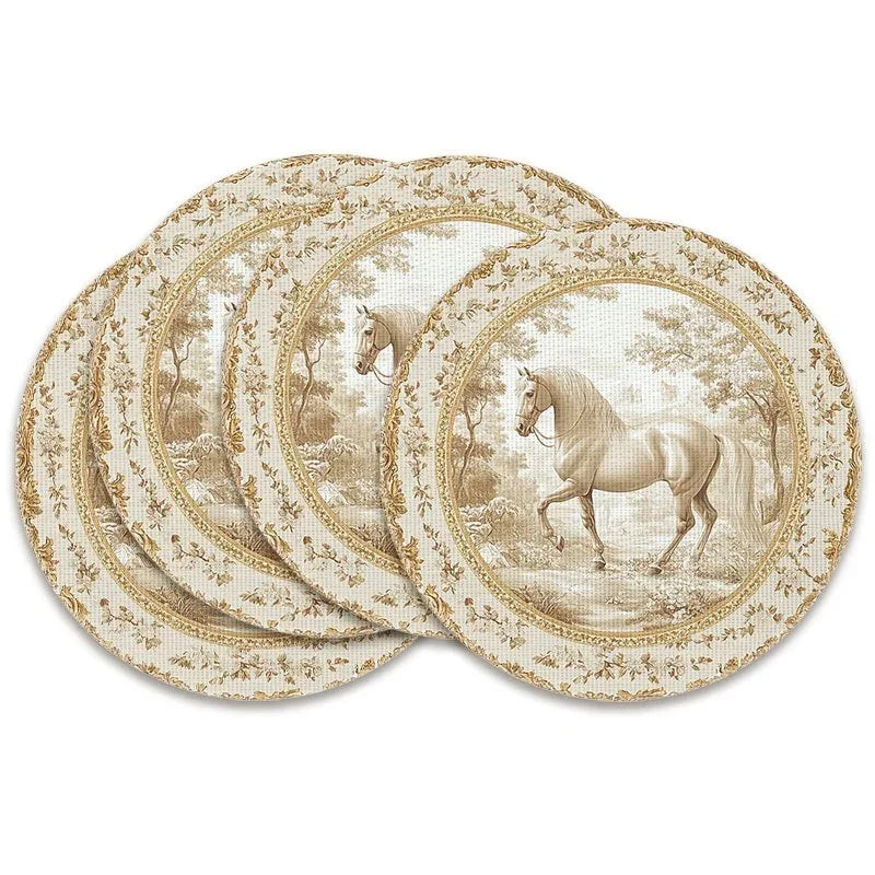 Toile Placemats - Round 15x15in Cotton Table Mats