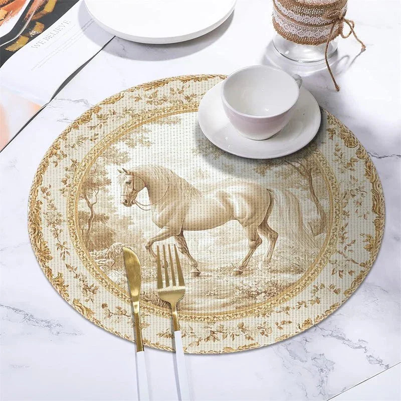 Toile Placemats - Round 15x15in Cotton Table Mats