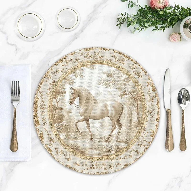 Toile Placemats - Round 15x15in Cotton Table Mats