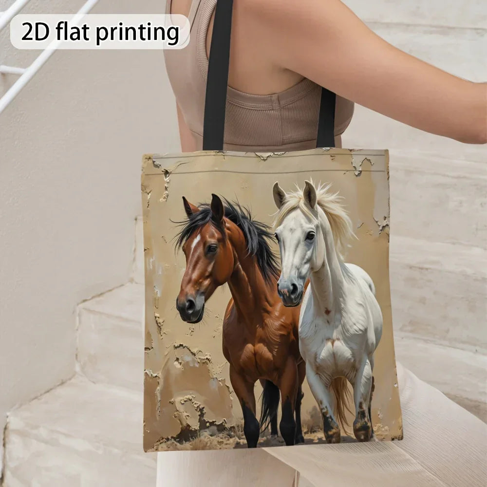 Tote Bag - Foldable Canvas Horse Design