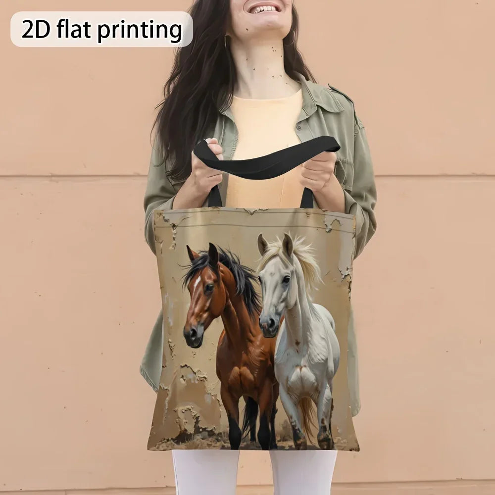 Tote Bag - Foldable Canvas Horse Design
