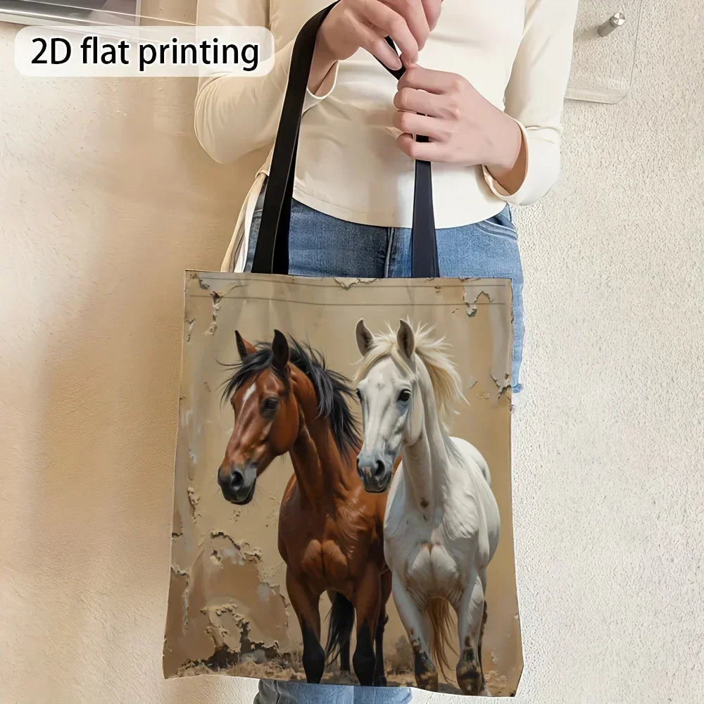 Tote Bag - Foldable Canvas Horse Design