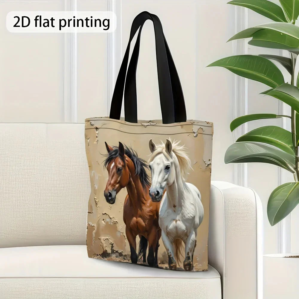 Tote Bag - Foldable Canvas Horse Design