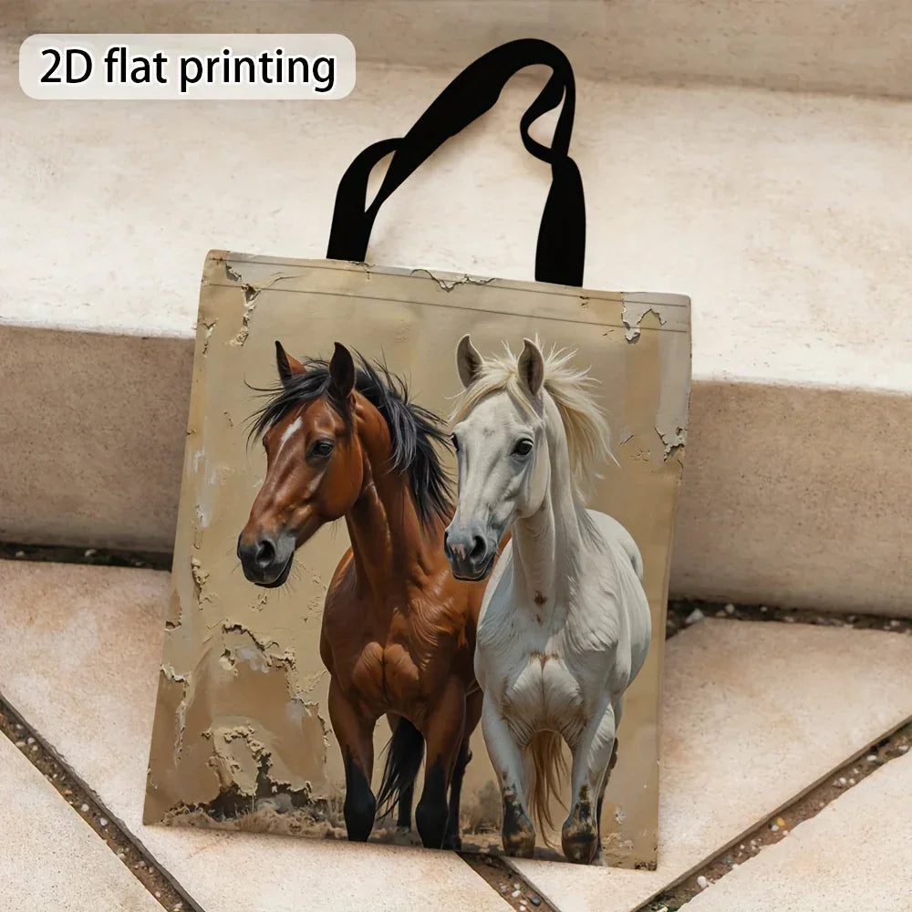 Tote Bag - Foldable Canvas Horse Design