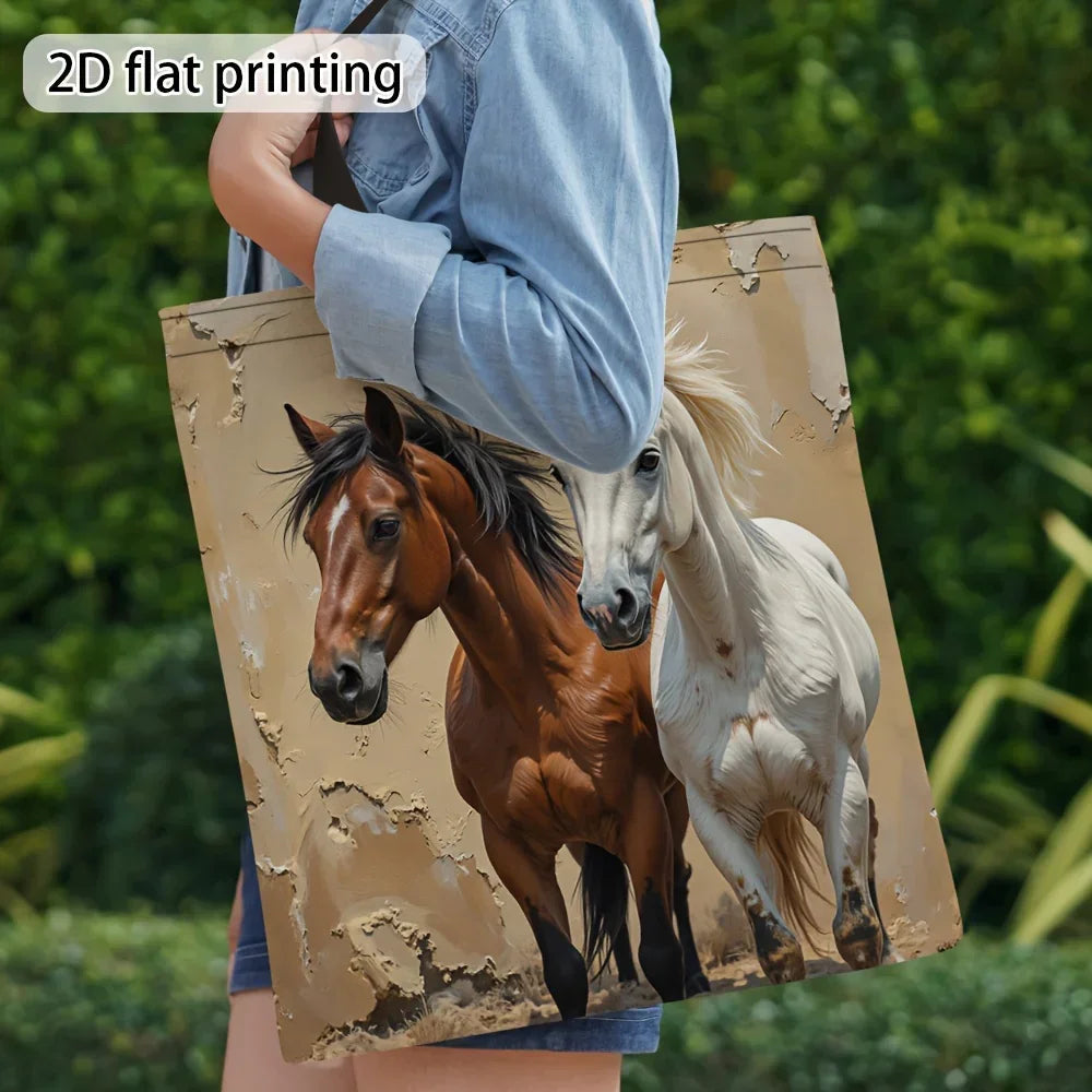 Tote Bag - Foldable Canvas Horse Design