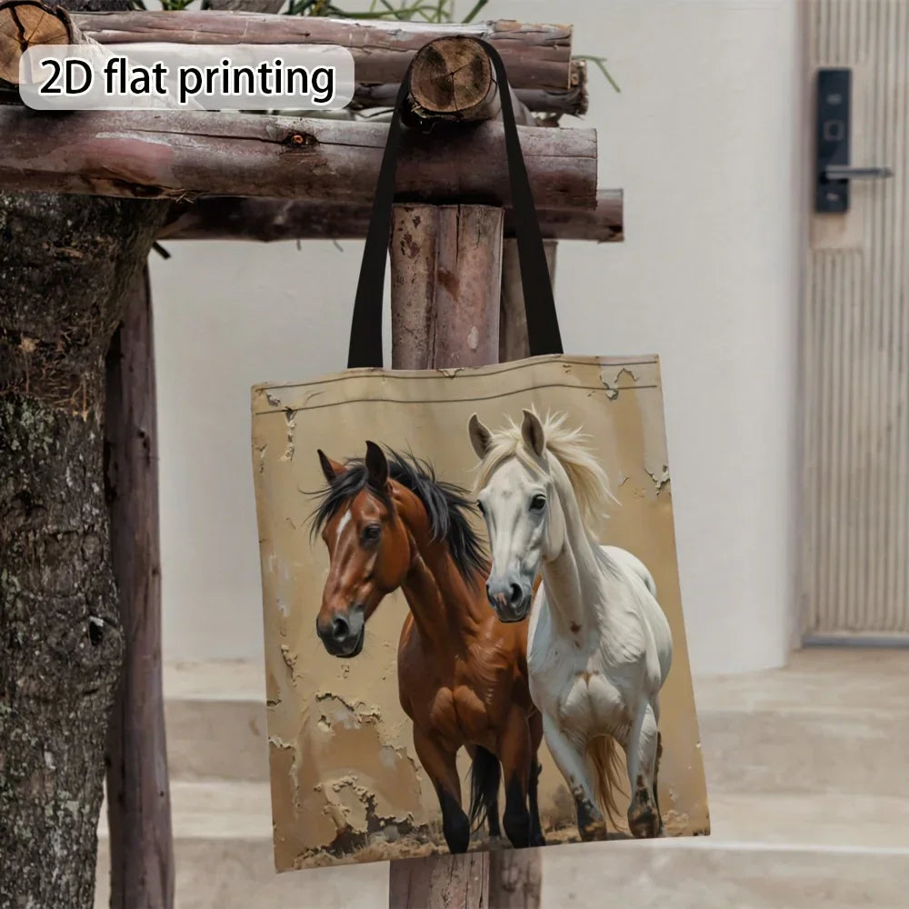 Tote Bag - Foldable Canvas Horse Design