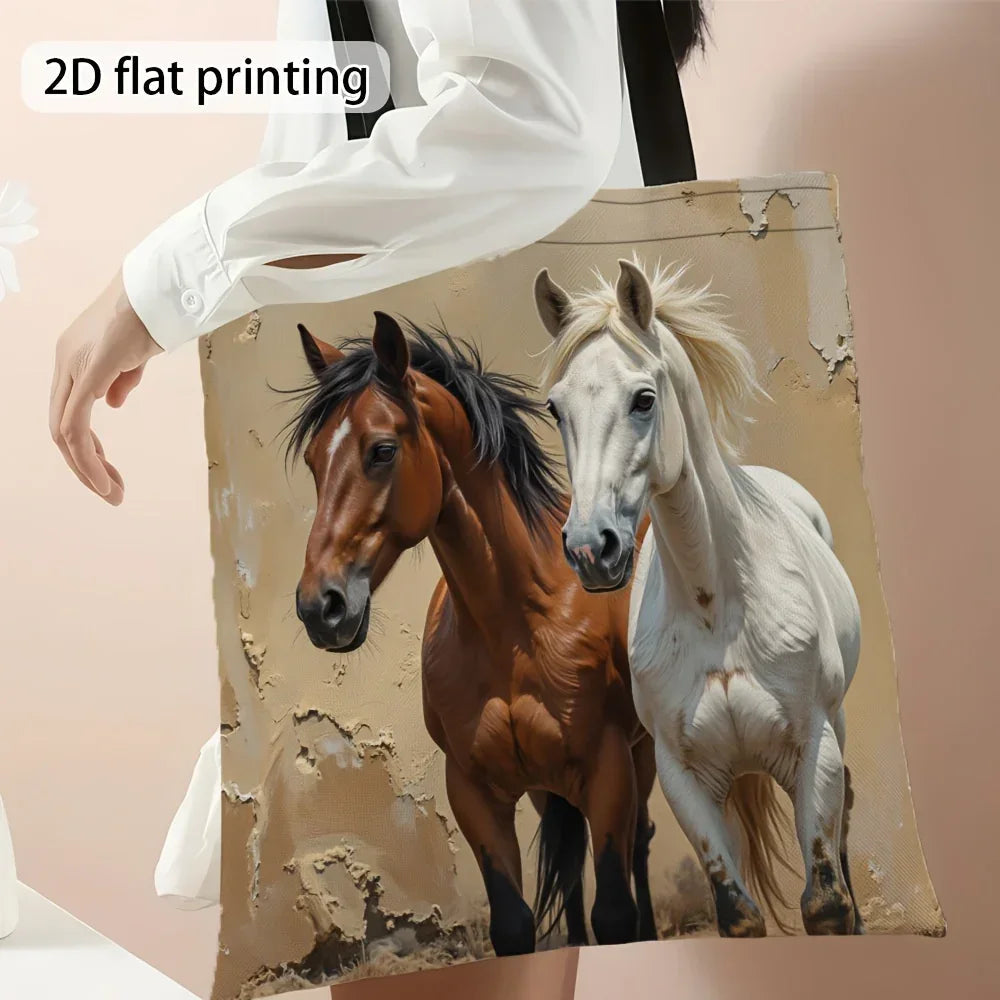 Tote Bag - Foldable Canvas Horse Design