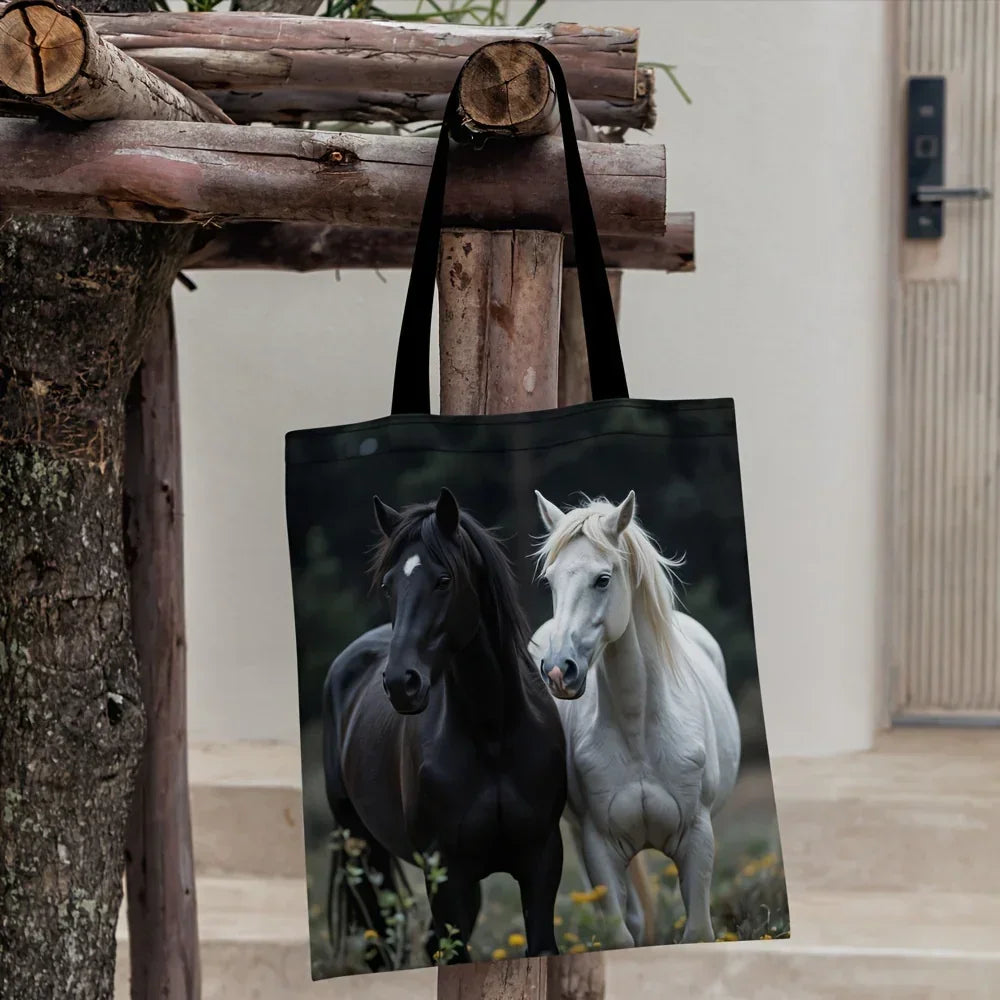 Tote - Reusable Cotton Black White