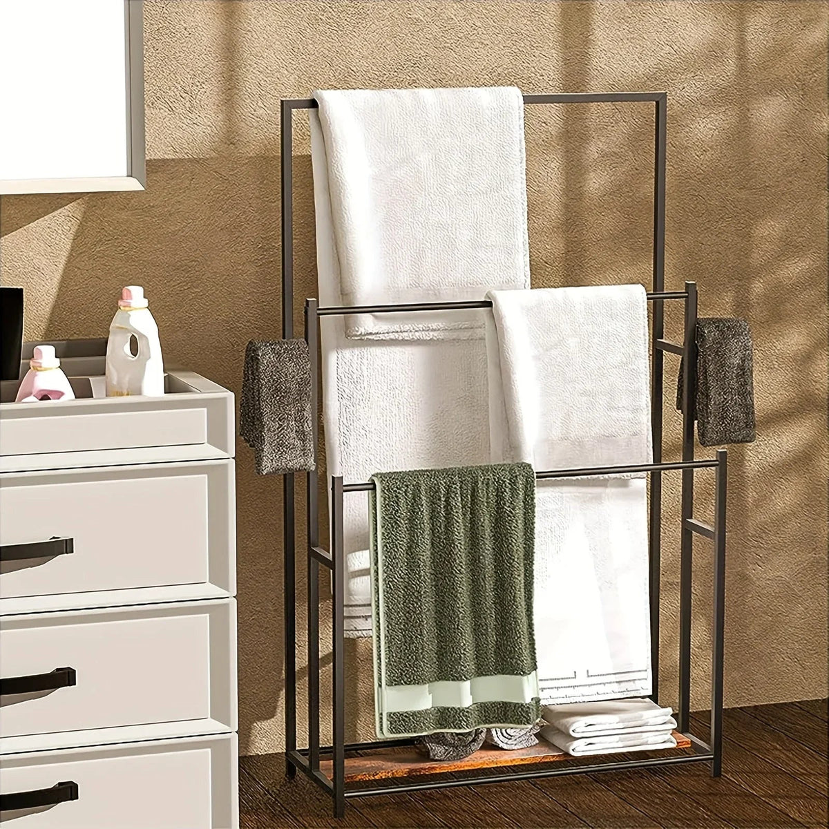 Towel Rack - 3 Tier Wooden 47 Inch