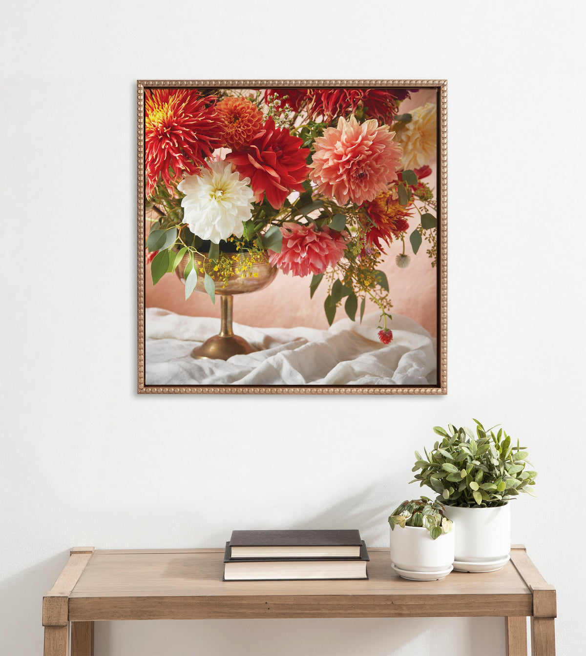 Sylvie Beaded Floral Study Rust Framed Canvas by Emiko and Mark Franzen of F2Images