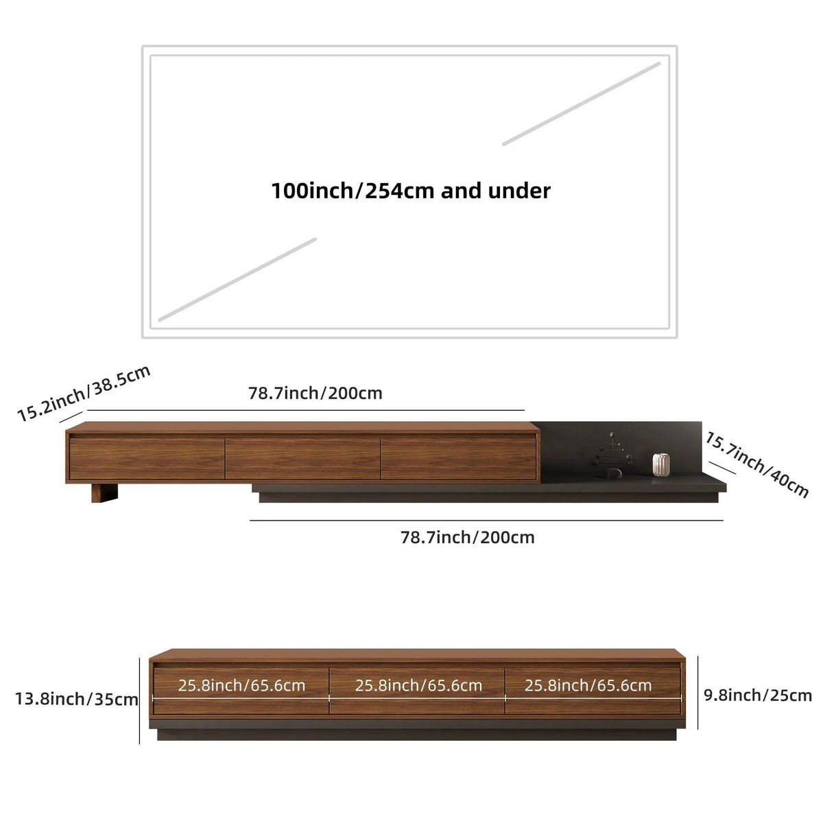 TV Cabinet - Adjustable Walnut Large