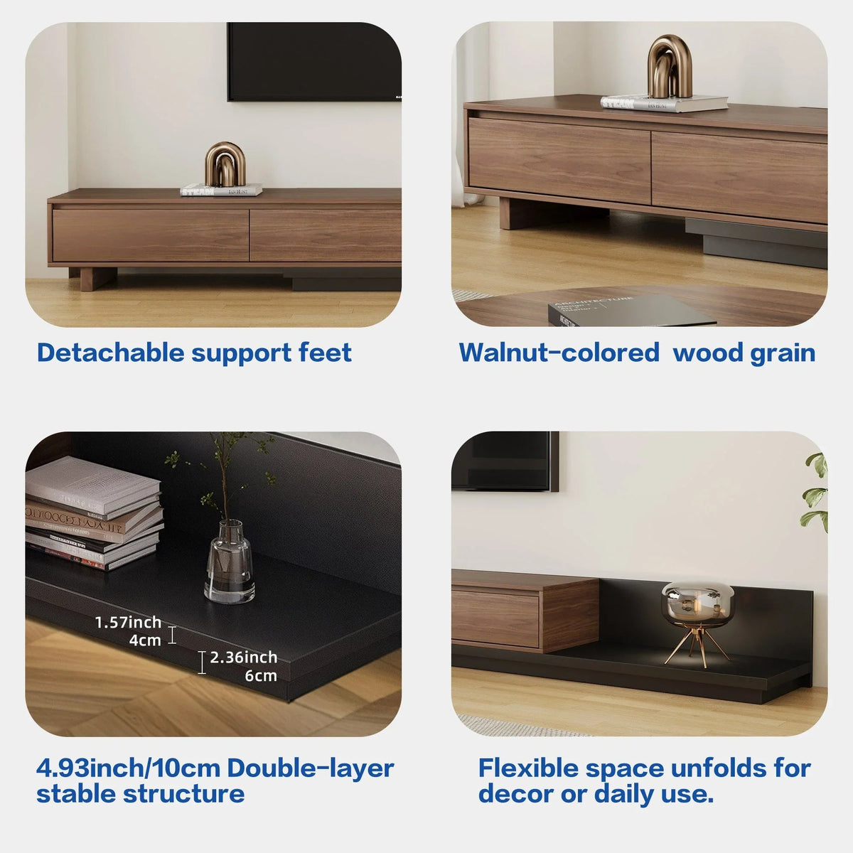 TV Cabinet - Adjustable Walnut Large