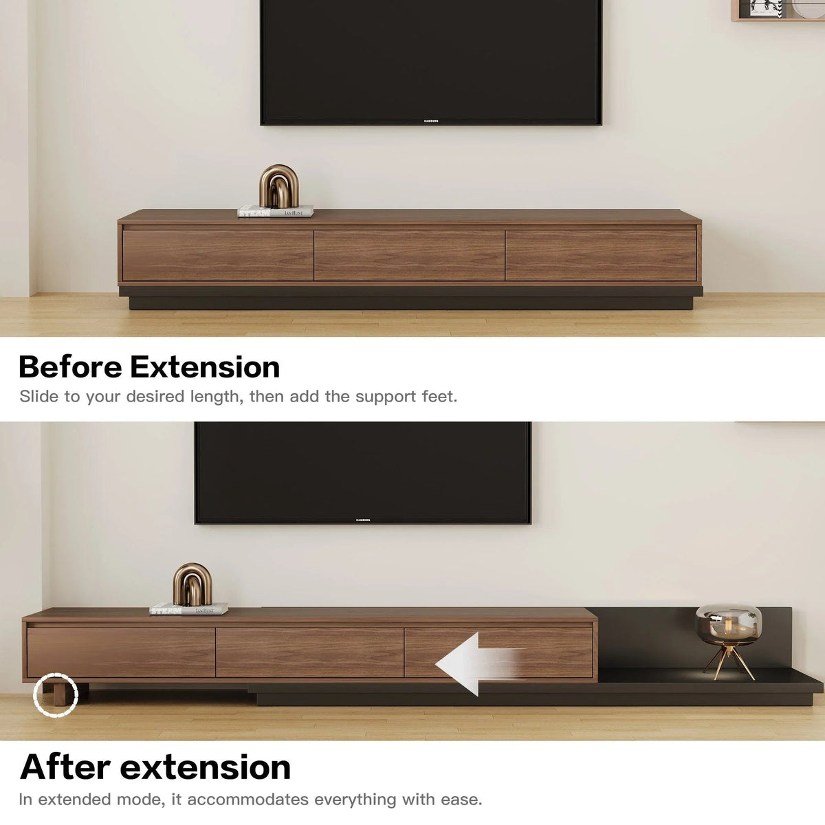 TV Cabinet - Adjustable Walnut Large