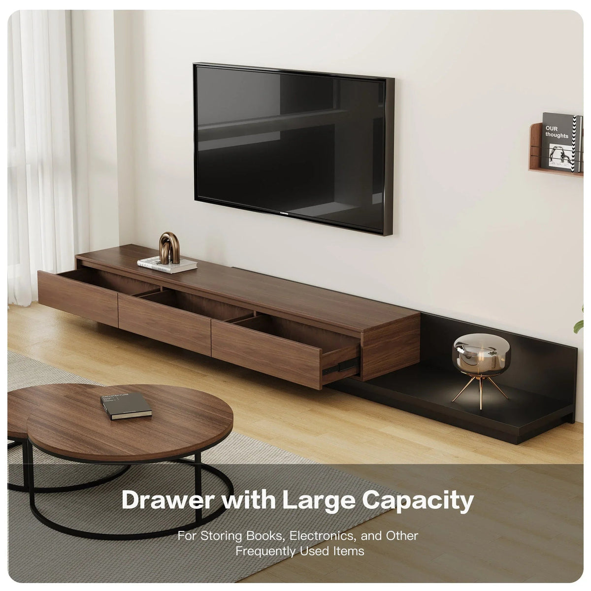 TV Cabinet - Adjustable Walnut Large