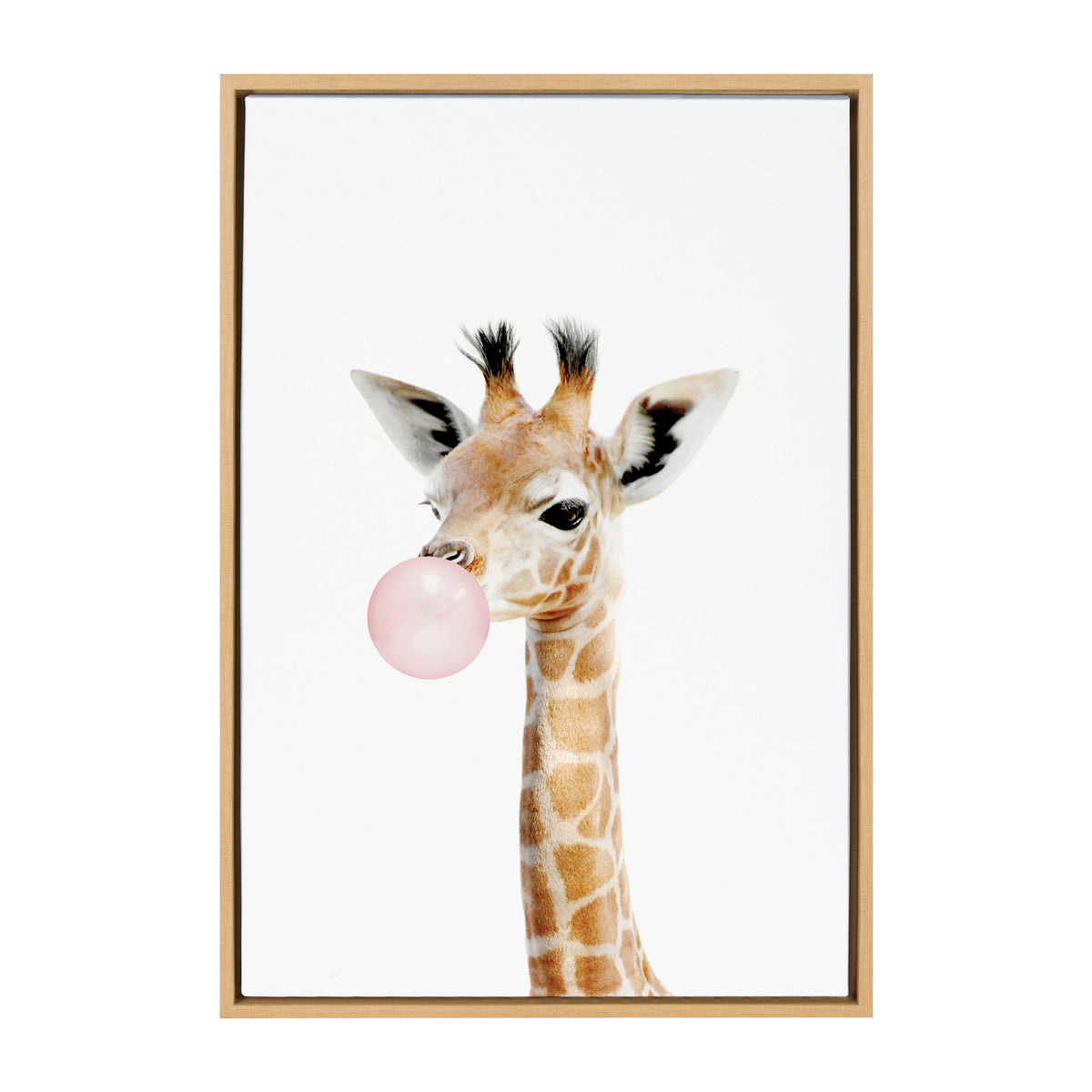 Sylvie Bubble Gum Giraffe Framed Canvas by Amy Peterson Art Studio