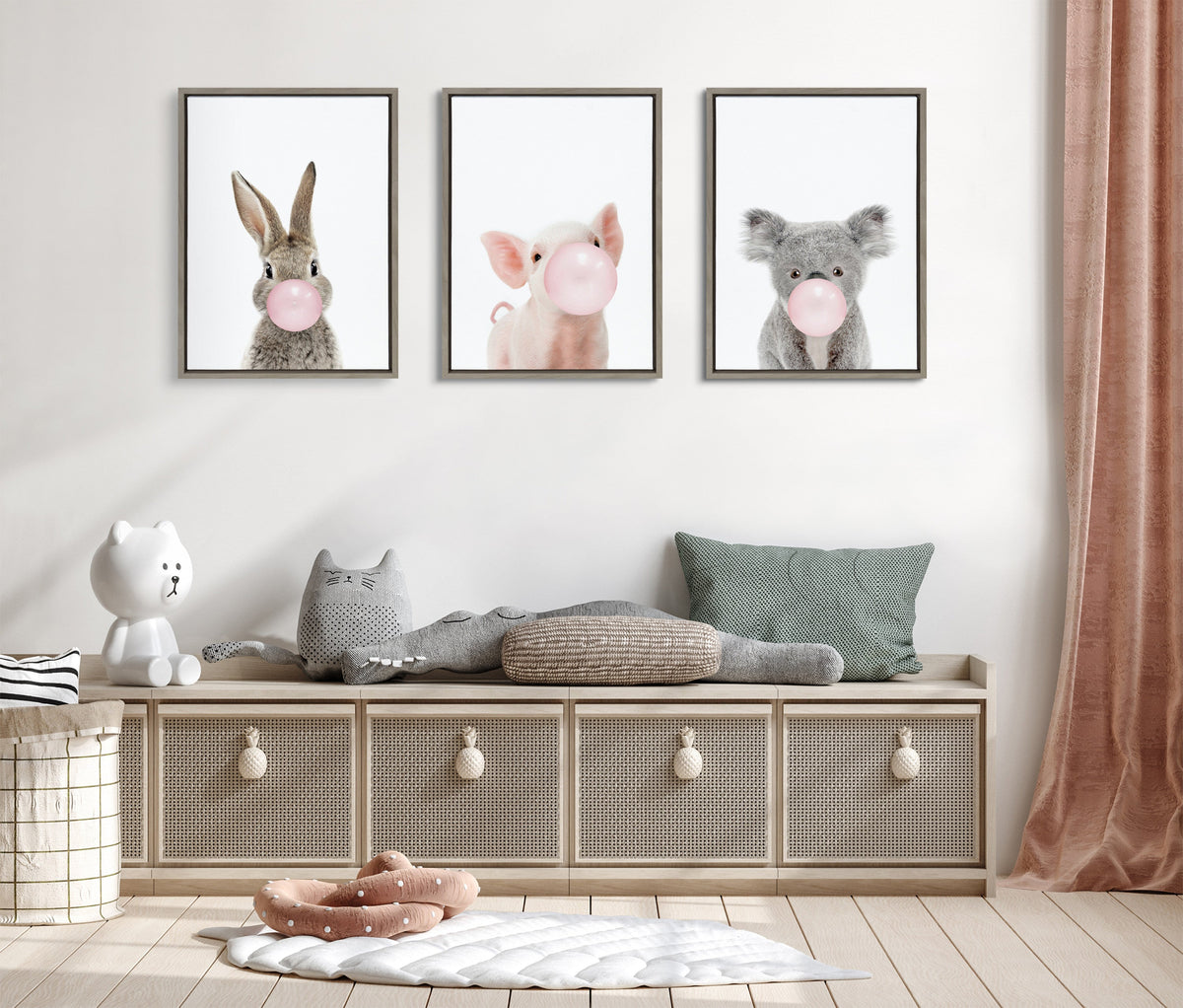 Sylvie Bubble Gum Piglet Framed Canvas by Amy Peterson Art Studio