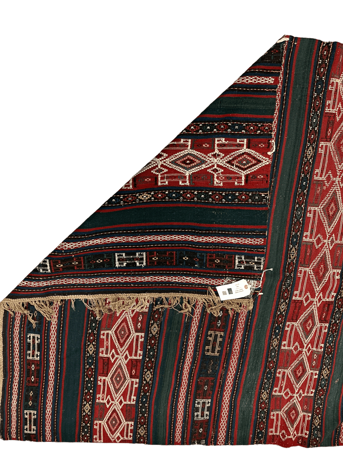 Antique Caucasian Kilim Rug 5x8 | Red, Green & Navy | Hand-Woven Wool Flatweave - Rugistan, view 2