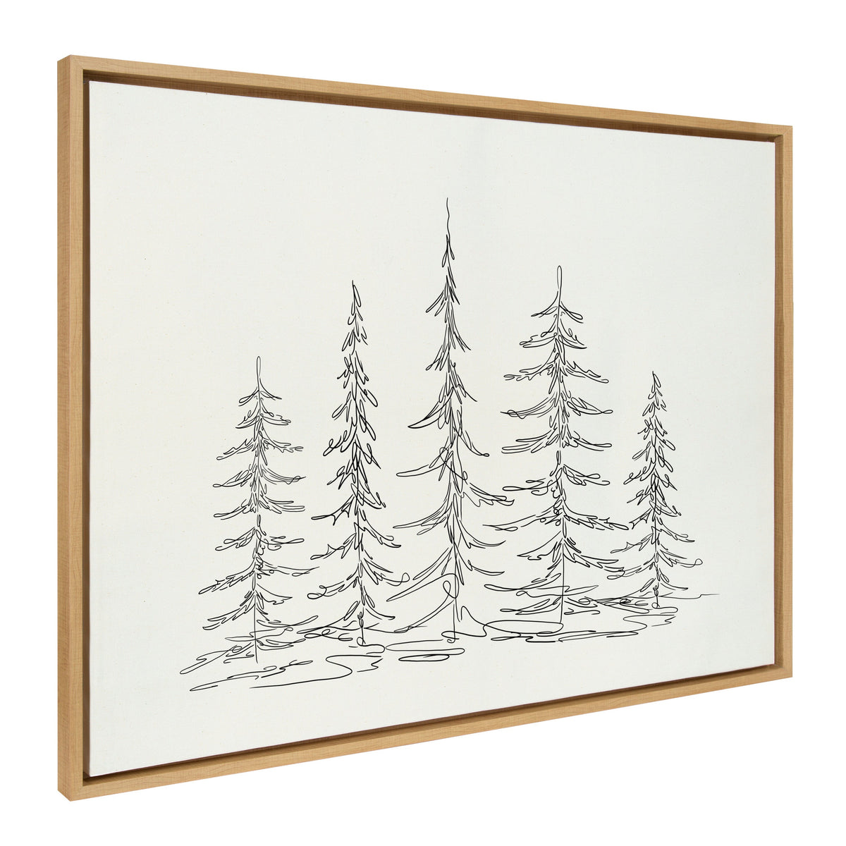 Sylvie Minimalist Evergreen Trees Sketch Framed Canvas by The Creative Bunch Studio