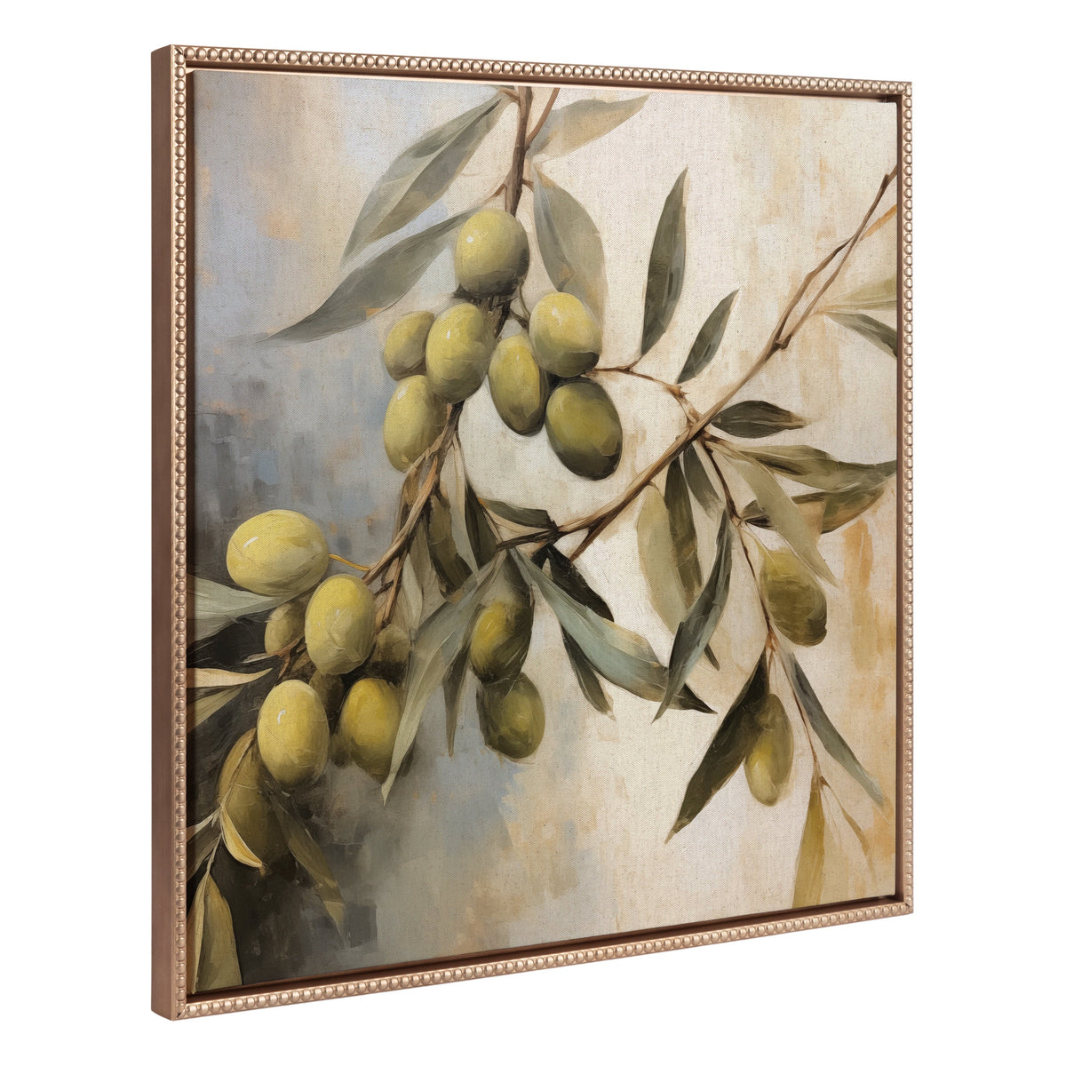 Sylvie Beaded Olive Tree Framed Canvas by The Creative Bunch Studio
