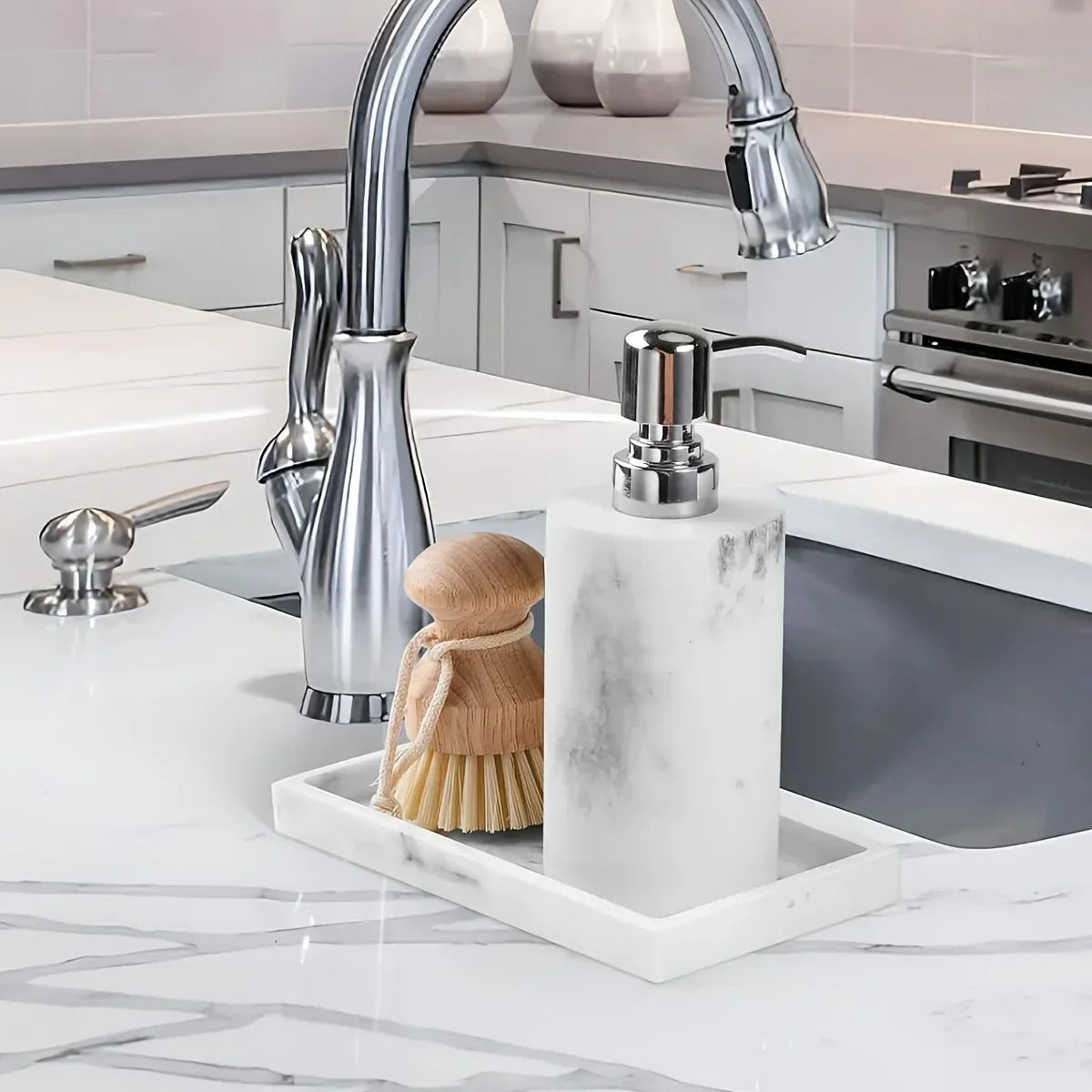 Vanity Tray - Non-Slip White Marble