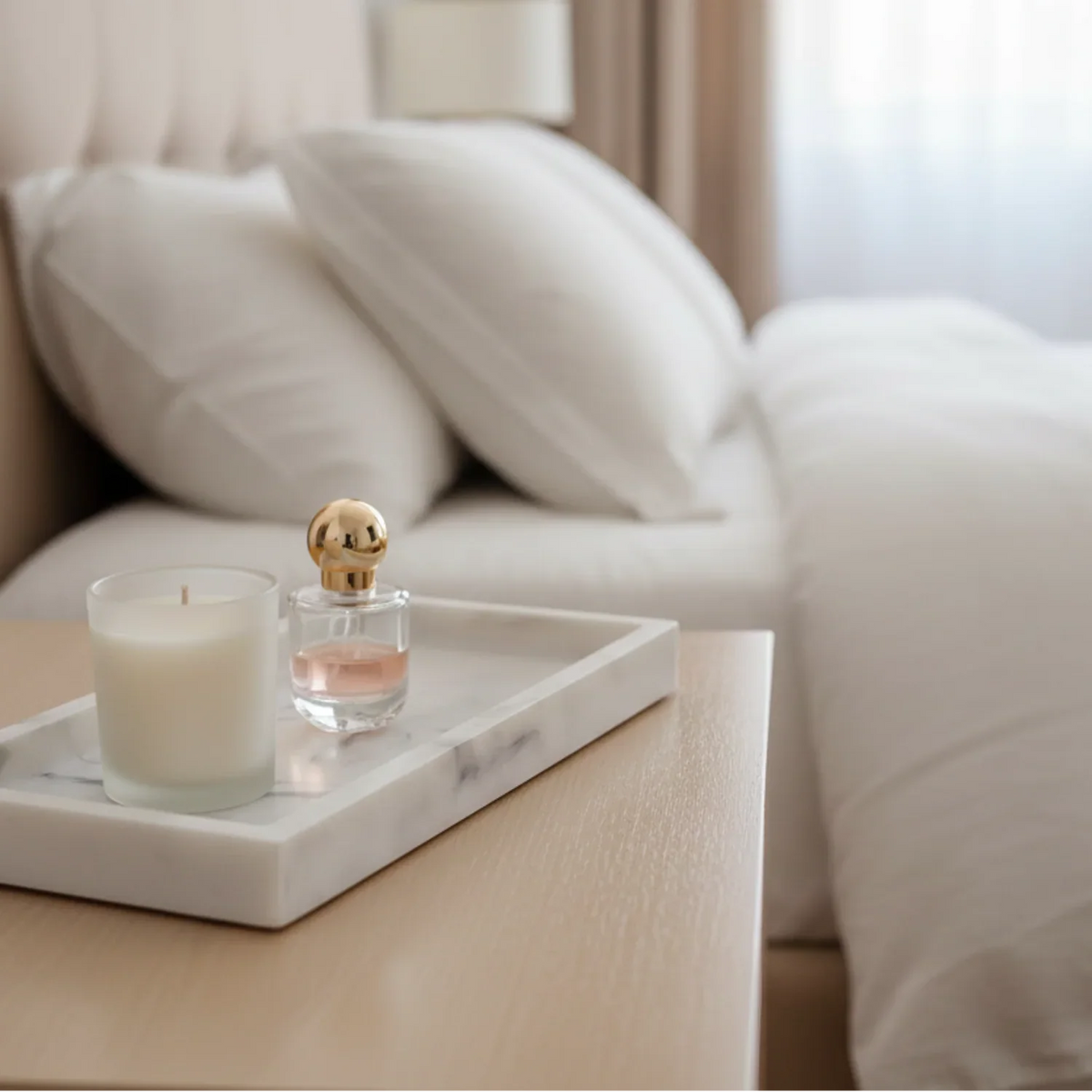 Vanity Tray - Non-Slip White Marble