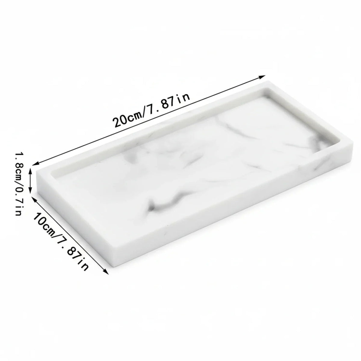 Vanity Tray - Non-Slip White Marble