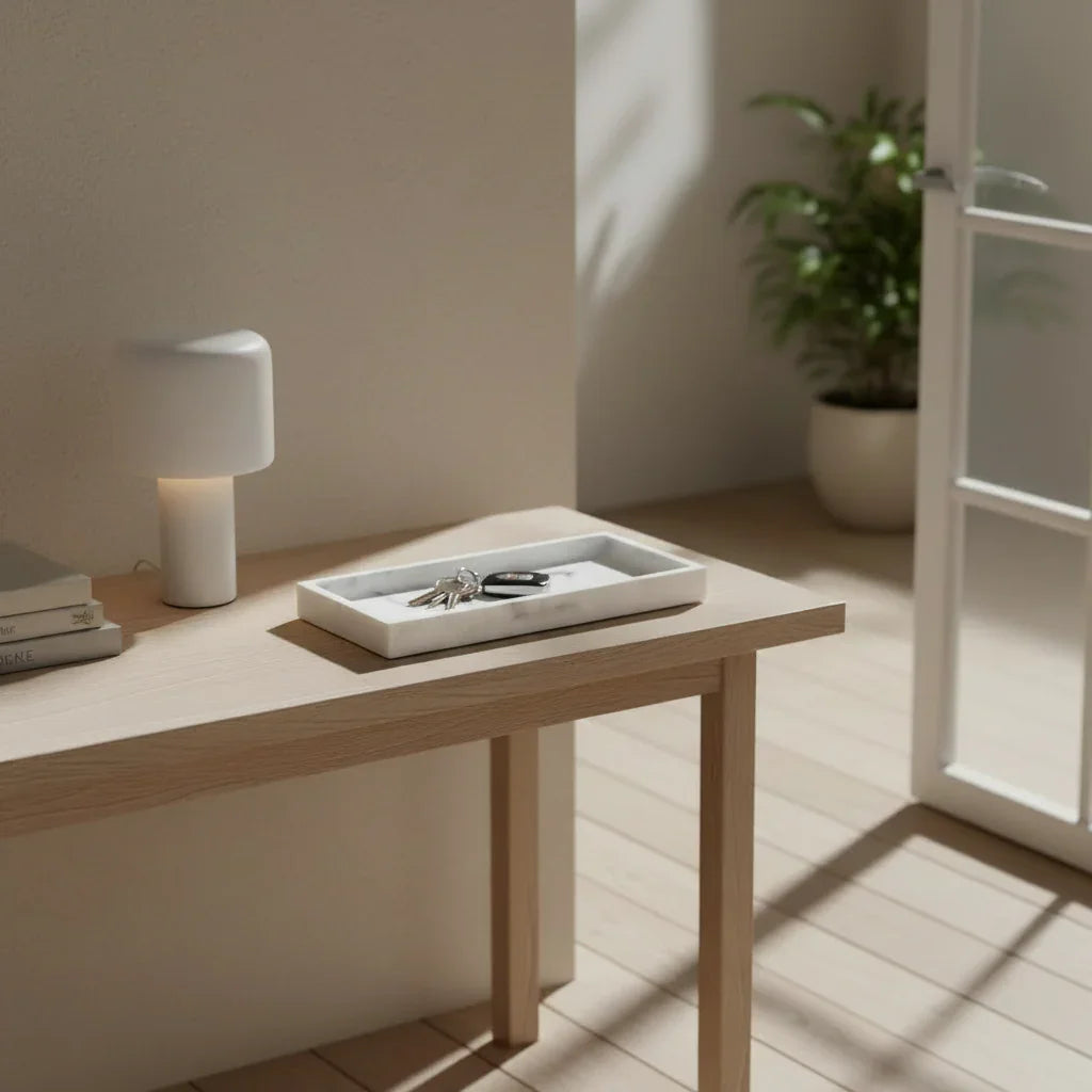 Vanity Tray - Non-Slip White Marble