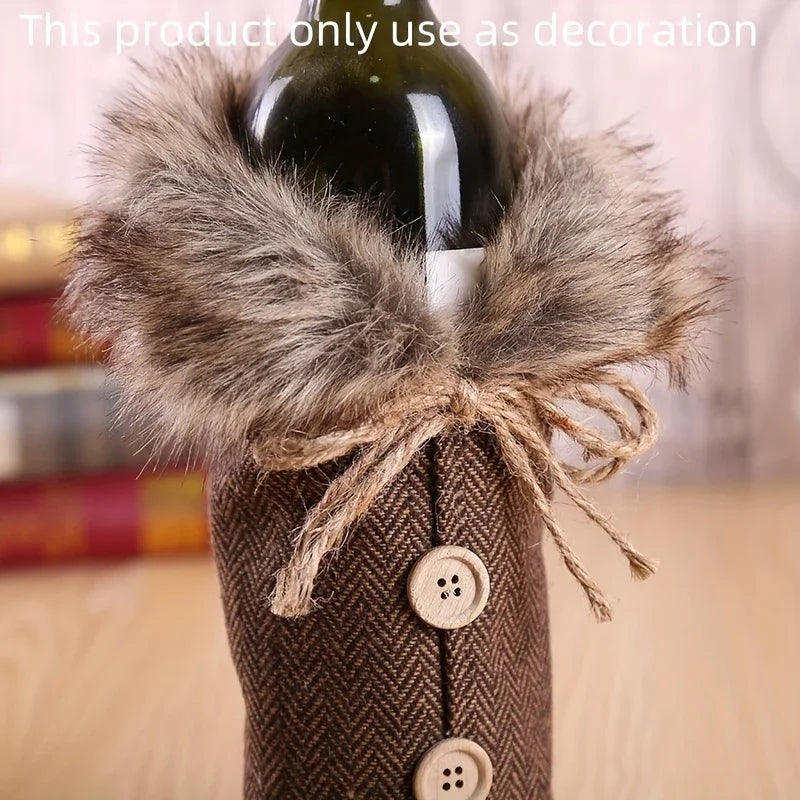 Velvet Red Wine Bottle Cover for Christmas