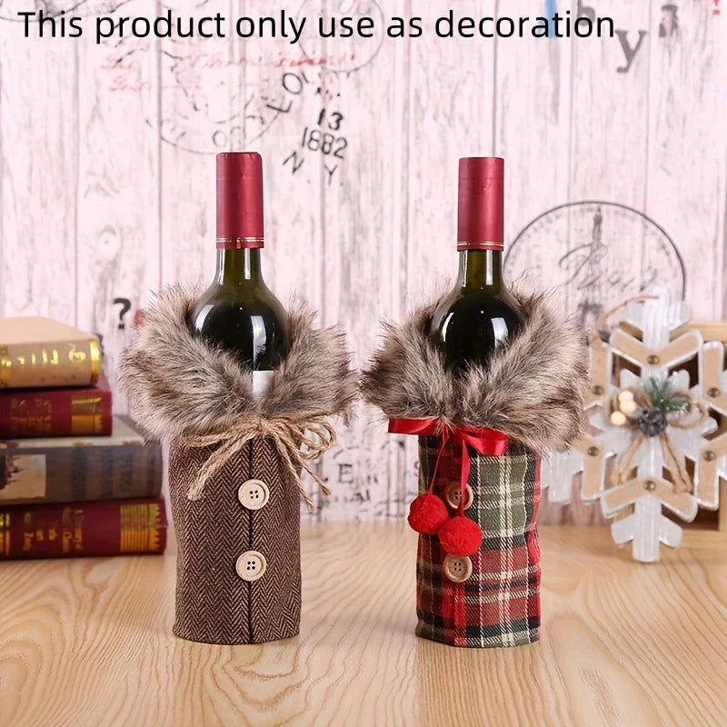 Velvet Red Wine Bottle Cover for Christmas