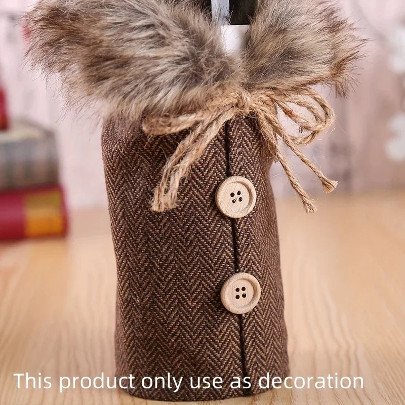 Velvet Red Wine Bottle Cover for Christmas