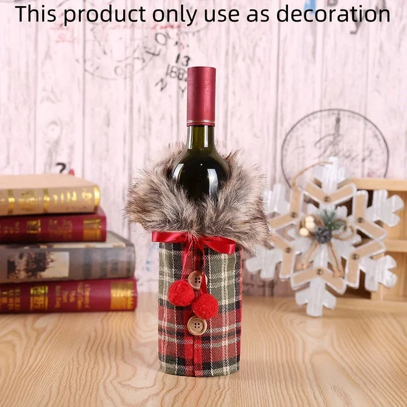 Velvet Red Wine Bottle Cover for Christmas