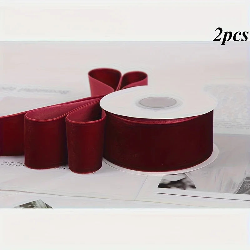 Velvet Ribbon 2 Rolls 4.48m Length for Gift Wrapping