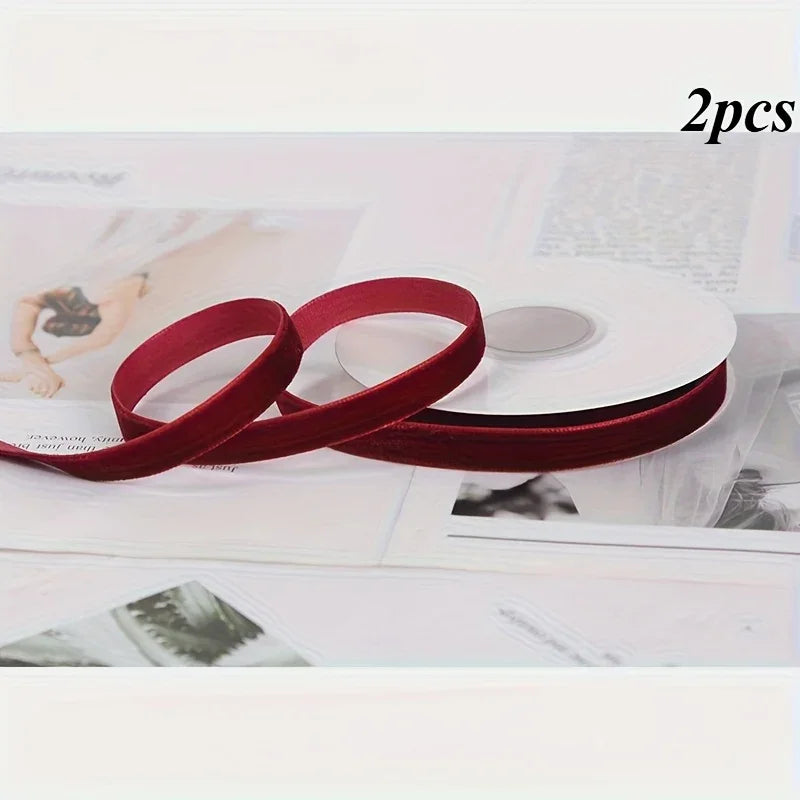 Velvet Ribbon 2 Rolls 4.48m Length for Gift Wrapping