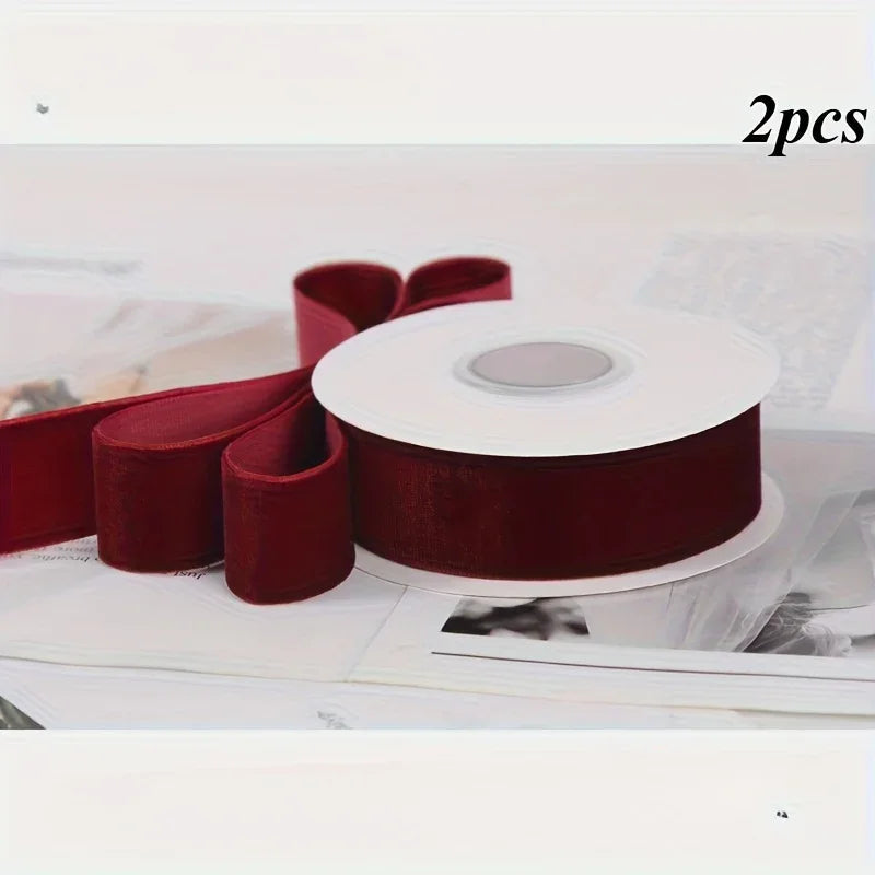 Velvet Ribbon 2 Rolls 4.48m Length for Gift Wrapping