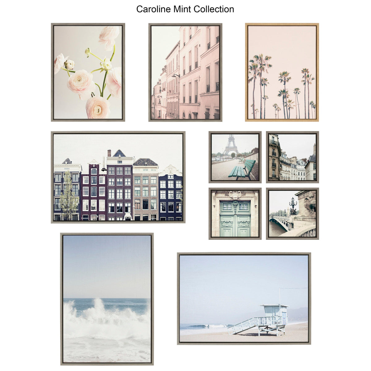 Sylvie Classic Parisian Door and Blue Paris Door Framed Canvas Art Set by Caroline Mint