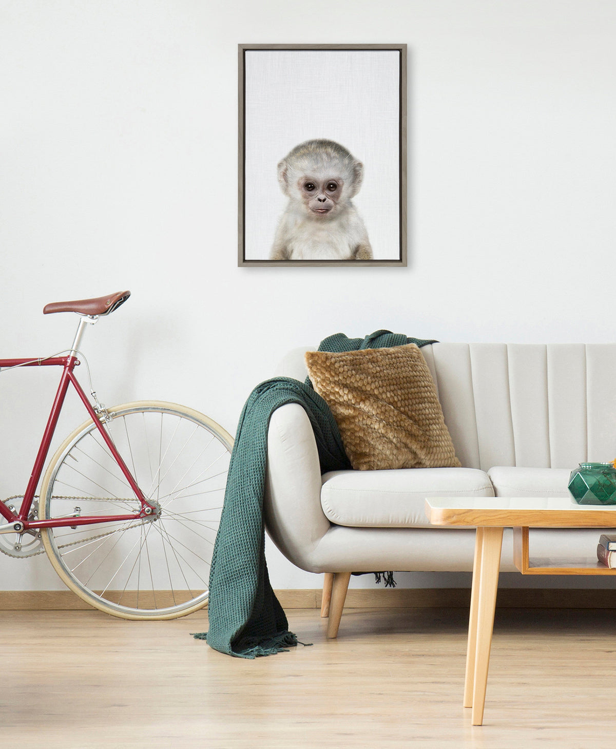 Sylvie Monkey Color Framed Canvas by Simon Te of Tai Prints