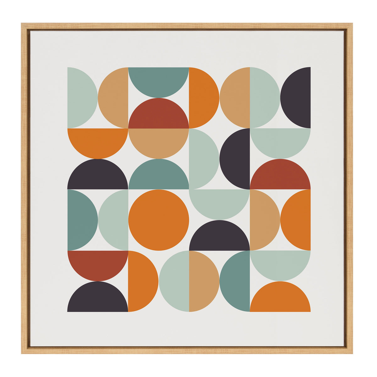 Sylvie Circles and Curves Retro Color Framed Canvas by The Creative Bunch Studio