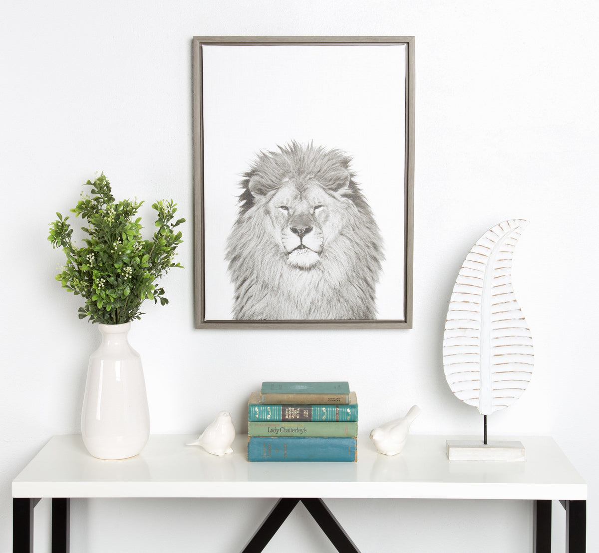 Sylvie Lion Framed Canvas by Simon Te Tai