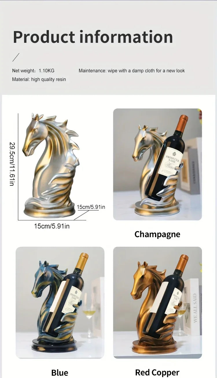 Wine Rack - Modern Horse Head Wooden