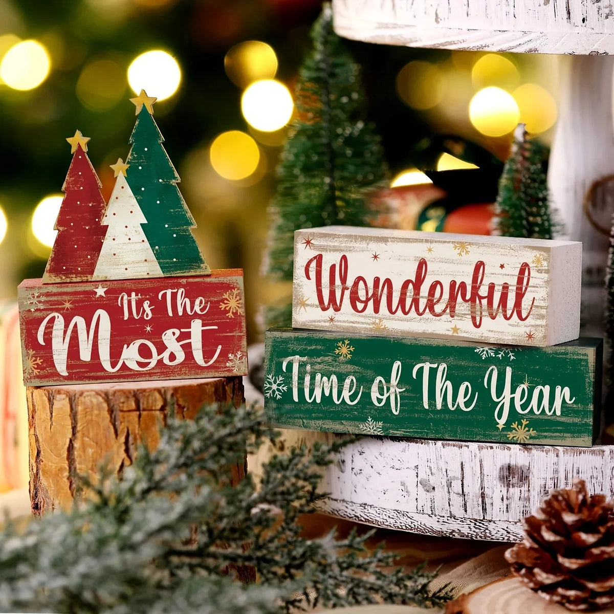 Wooden Christmas Tree Decoration with Layered Wooden Design