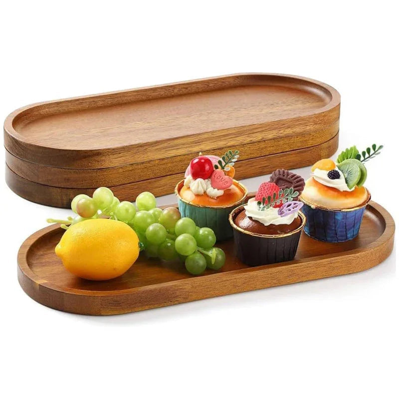 Wooden Serving Tray 11.5 x 4 Inch Oval Deli Board Cheese Plate — House of Avana, view 15 of 26