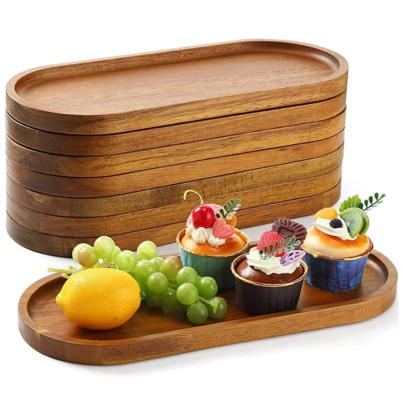 Wooden Serving Tray 11.5 x 4 Inch Oval Deli Board Cheese Plate — House of Avana, view 25 of 26