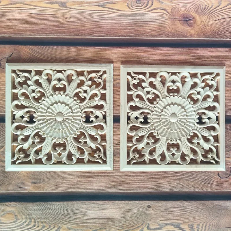 Wooden Square Applique 20cm Unpainted Home Decor Cornice — House of Avana, view 1 of 18