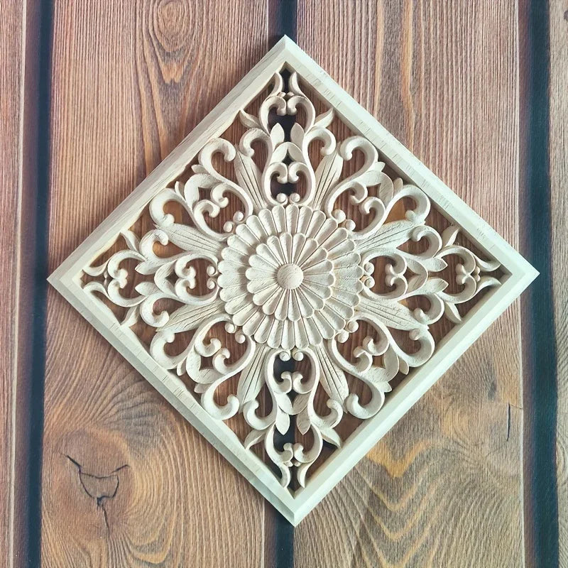 Wooden Square Applique 20cm Unpainted Home Decor Cornice — House of Avana, view 2 of 18
