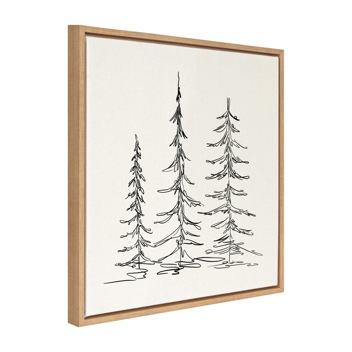 Sylvie Minimalist Evergreen Trees Sketch Framed Canvas by The Creative Bunch Studio