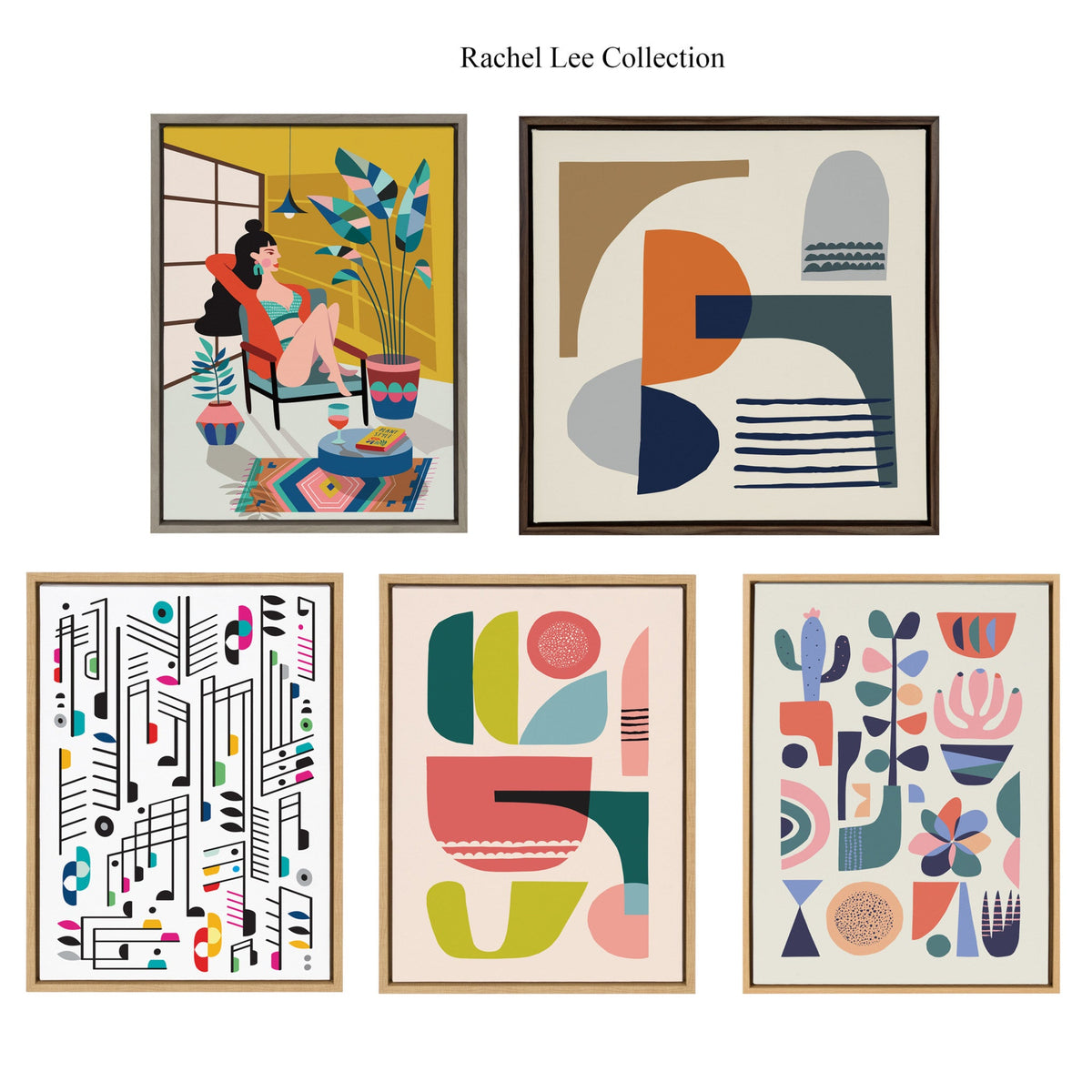 Sylvie Mid Century Succulents Framed Canvas by Rachel Lee of My Dream Wall