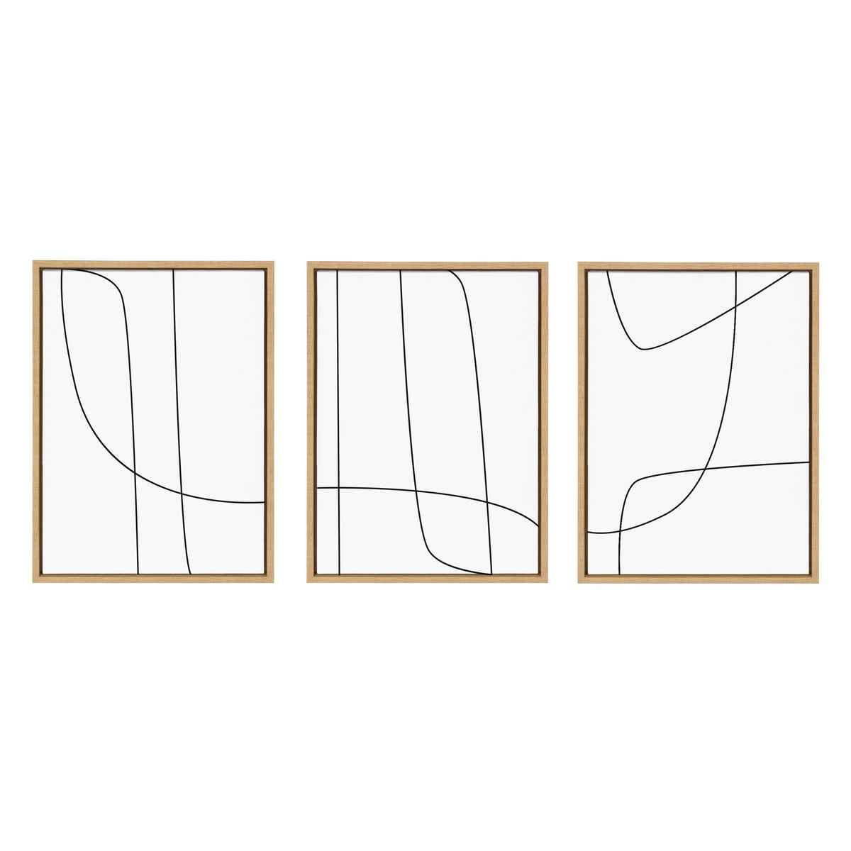 Sylvie Modern Line Abstract Black and White Framed Canvas Set by The Creative Bunch Studio
