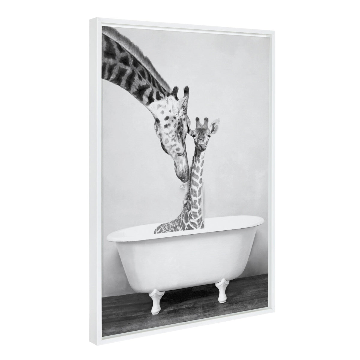 Sylvie Giraffe In Tub Framed Canvas by Amy Peterson Art Studio