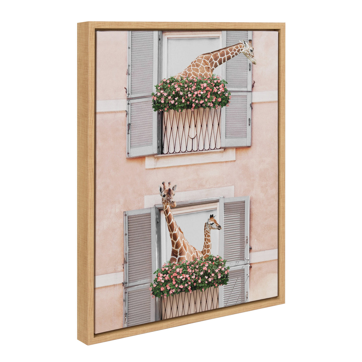 Sylvie Giraffe Neighbors Framed Canvas by July Art Prints